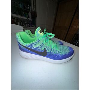 Nike LunarEpic Low Flyknit 2 Electro Green Black-Medium Blue Men's Size 13